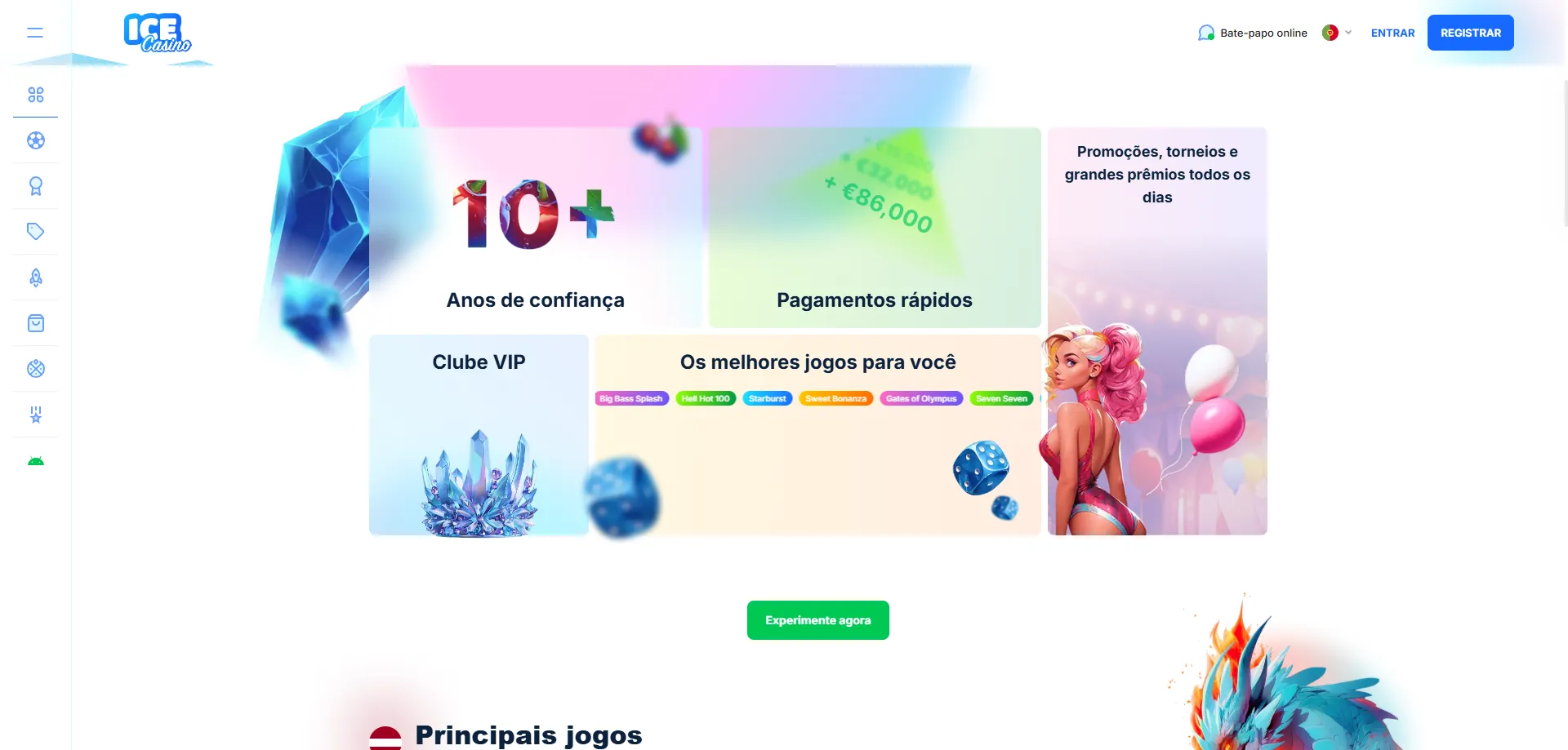 Bônus de boas-vindas Ice Casino — até R$ 9.000 mais rodadas grátis